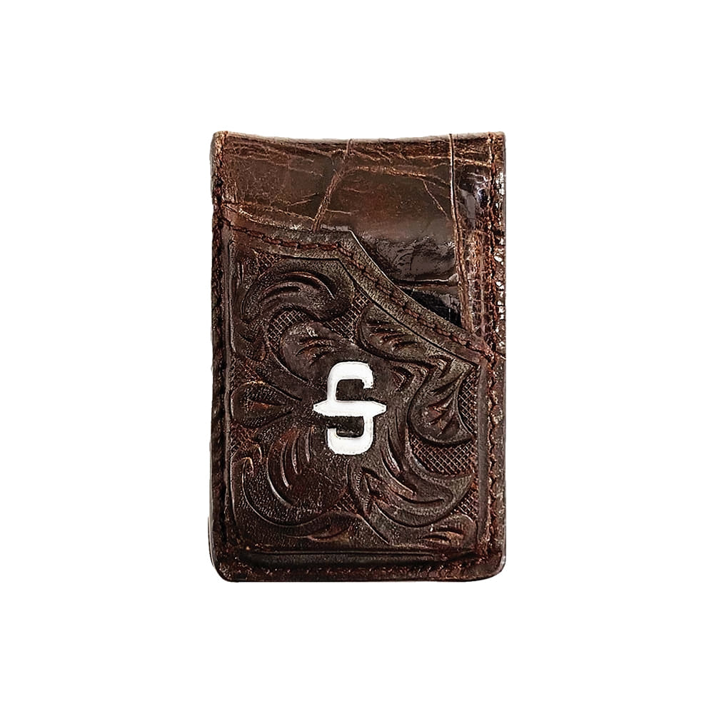 Stetson Apparel & Boots Other Os Stetson Apparel & Boots Brown Top Grain Hand Tooled Western Overlay Men's Money Clip