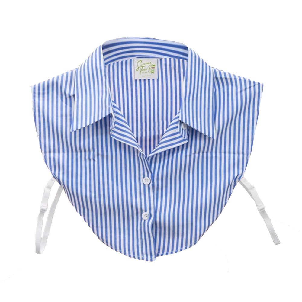Summer Tees Apparel Summer Tees Women's Blue and White Striped Collar