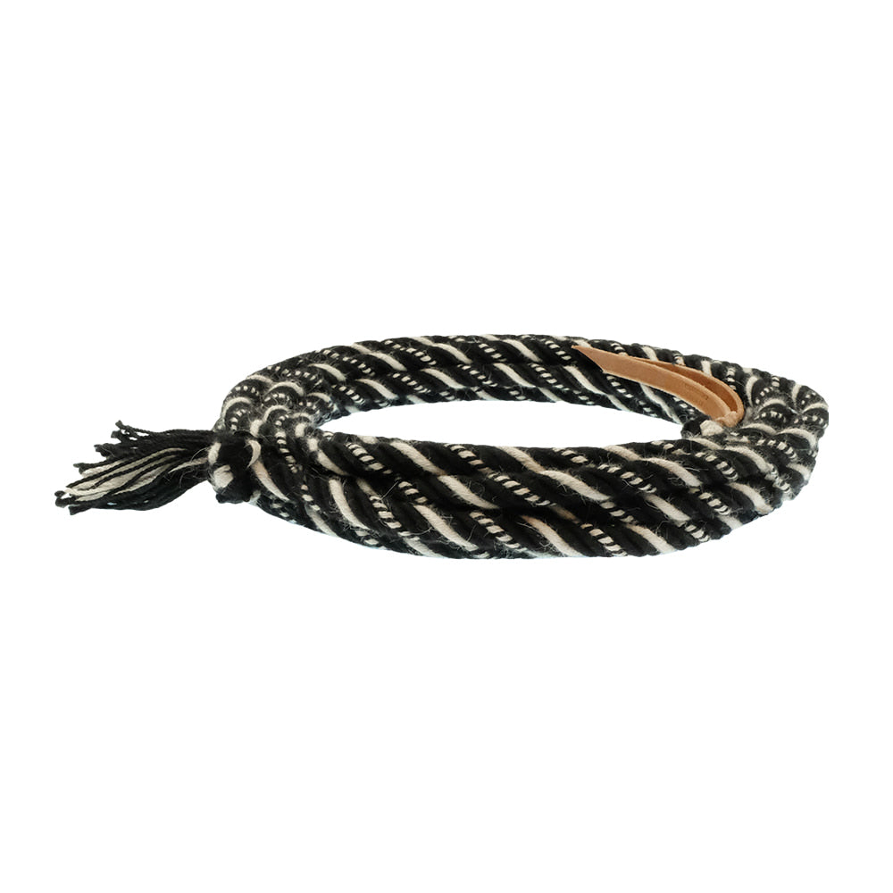 T3 Weavers LLC Tack T3 Weavers LLC Alpaca Mecata 6 Strand Rein in Black and White