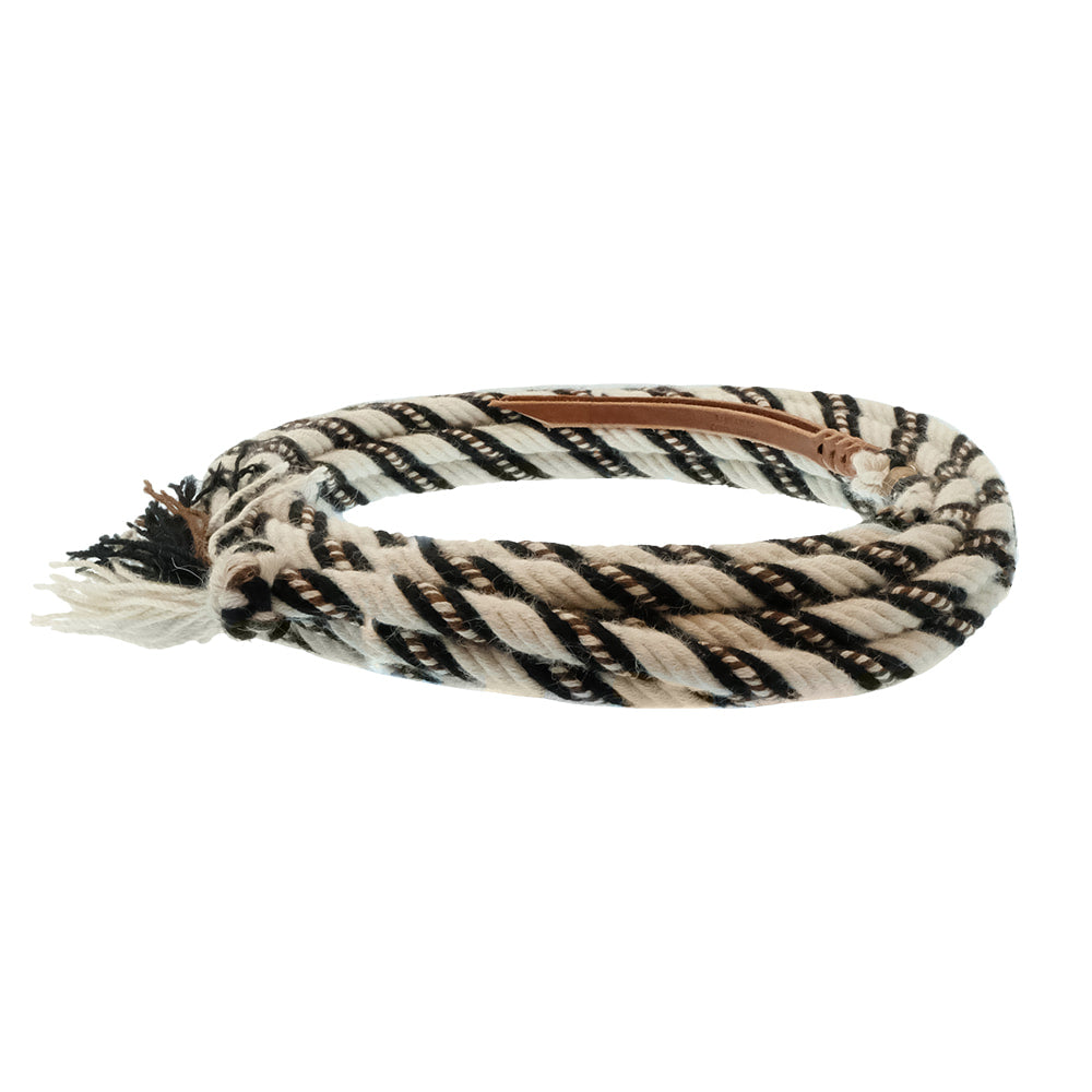 T3 Weavers LLC Tack T3 Weavers LLC Alpaca Mecate Rein 6 Strand in White Black and Brown