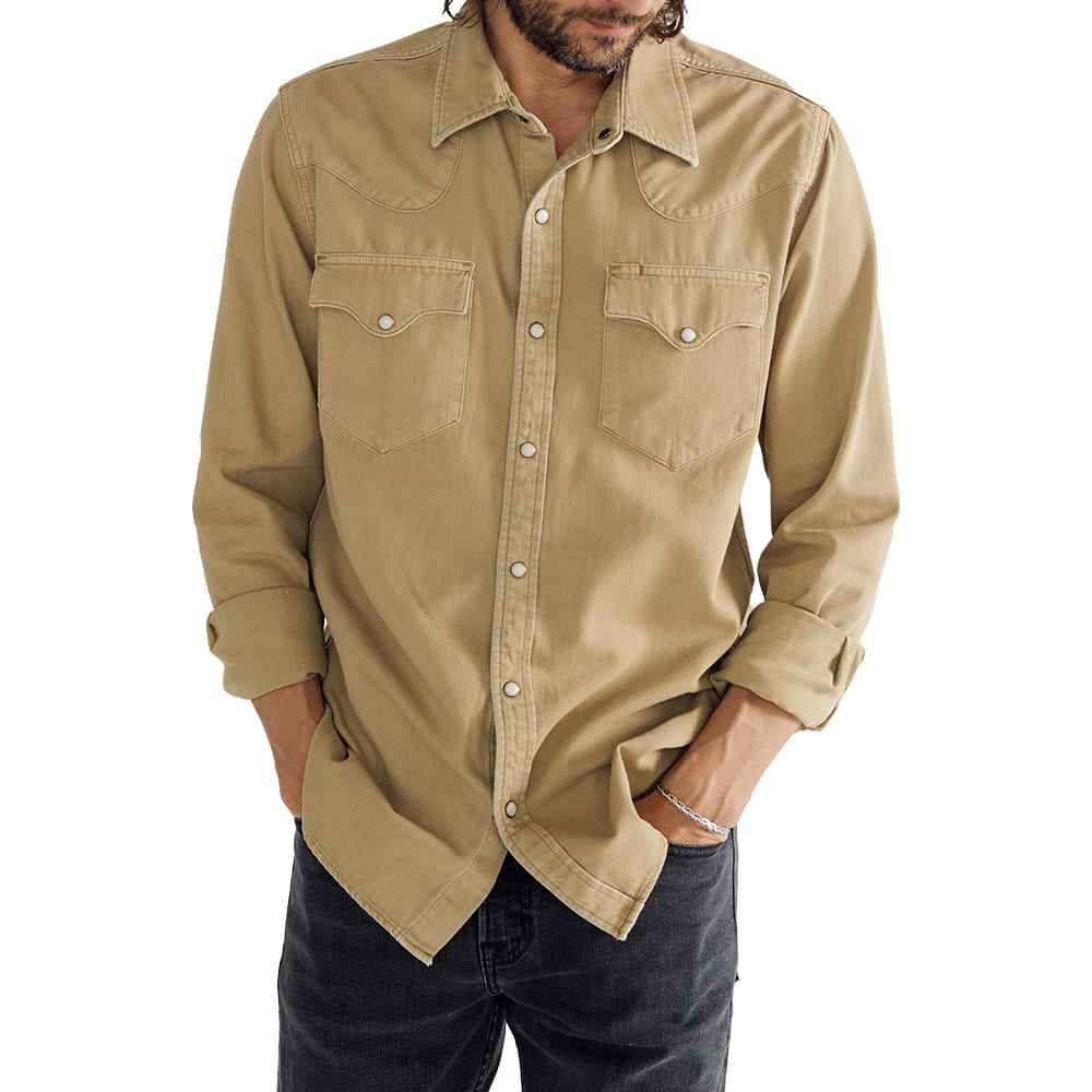 Tecovas Apparel Denim Pearl Snap Long Sleeve