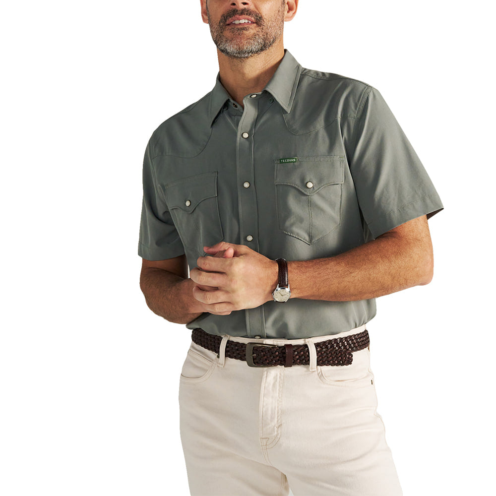 Tecovas Apparel Mens Performance Western Pearl Snap Short Sleeve