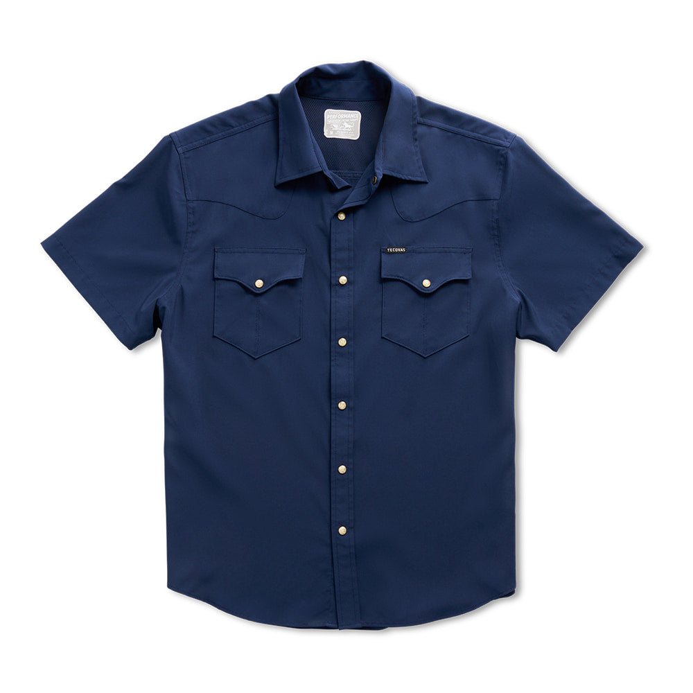 Tecovas Apparel Tecovas Men's Performance Western Pearl Snap Short Sleeve Navy Shirt
