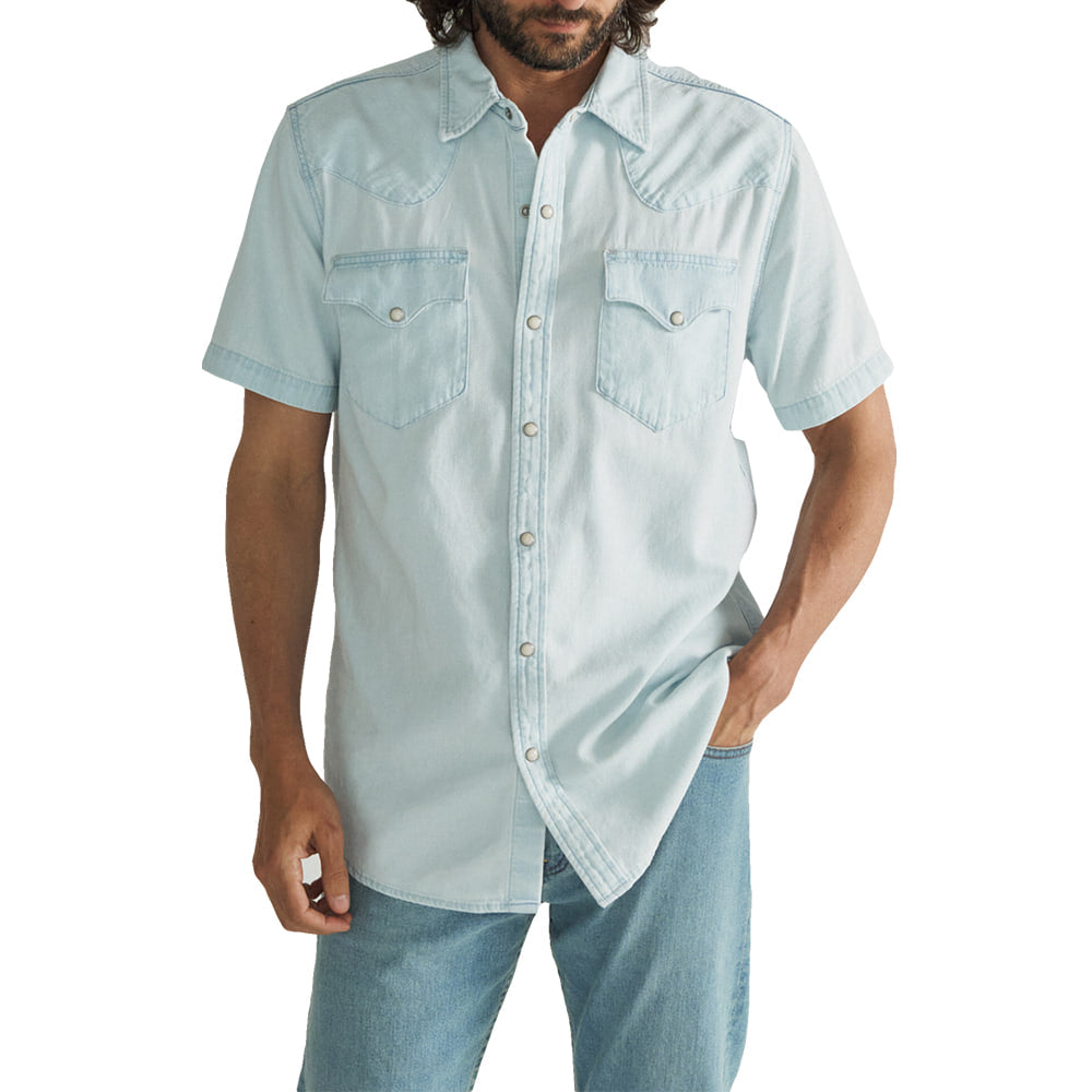 Men's Ultra Light Denim Short Sleeve Snap Shirt by Tecovas