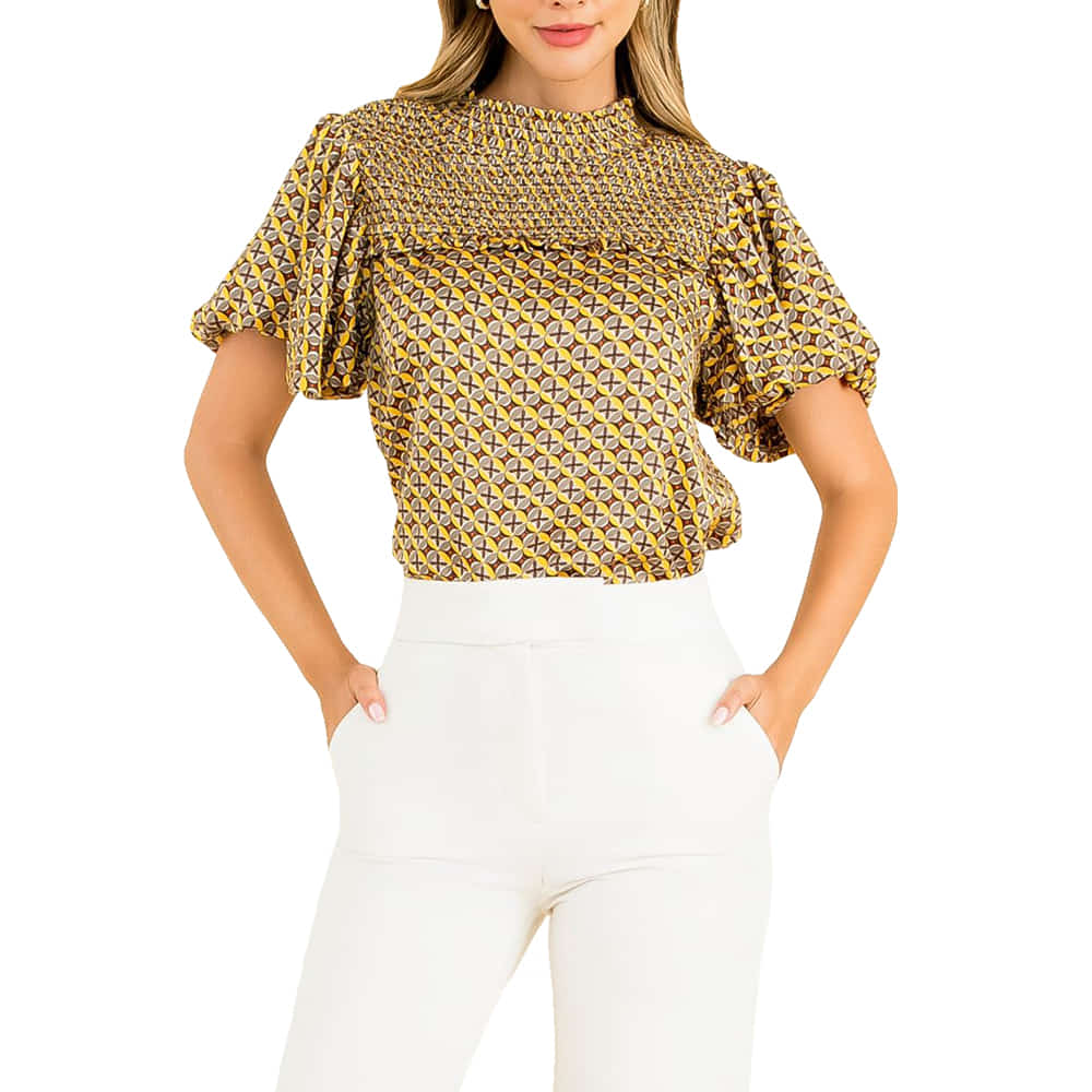 Thml Clothing Apparel Smocked Print Top