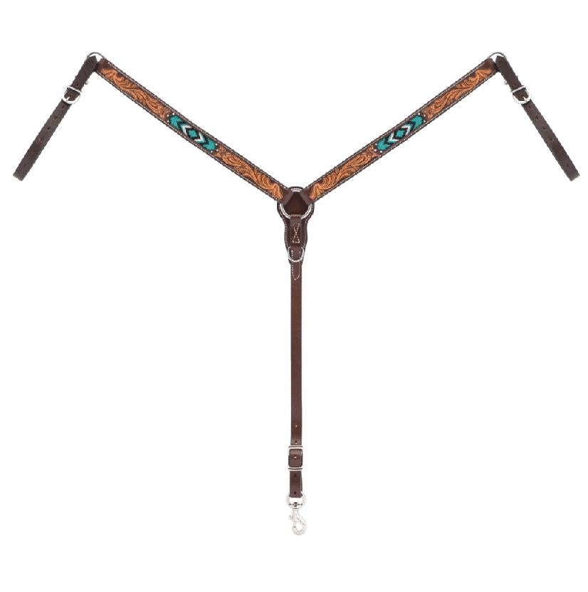 Turquoise Cross Tack Turquoise Cross 1 1/4" Bead Floral Carved Breast Collar