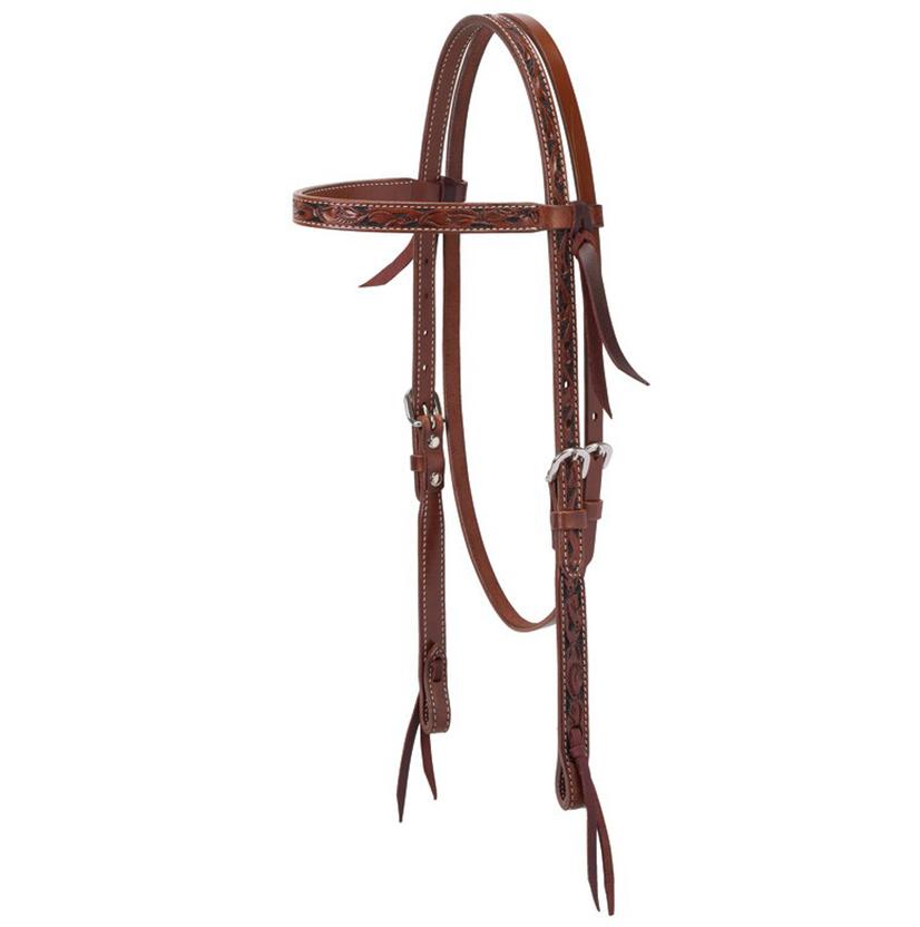 Turquoise Cross Tack Turquoise Cross 5/8" Floral Carved Browband Headstall