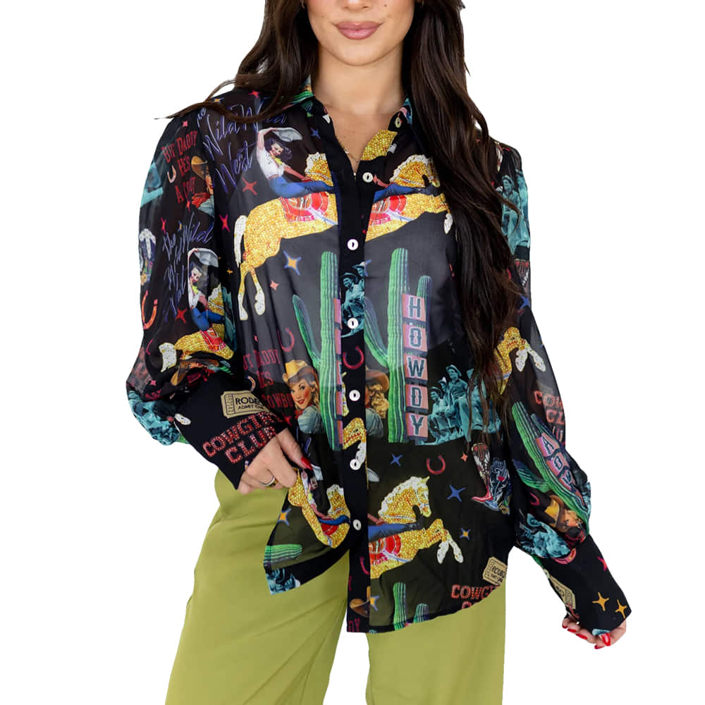 Turquoise Haven Apparel Cowgirl Collage Long Sleeve