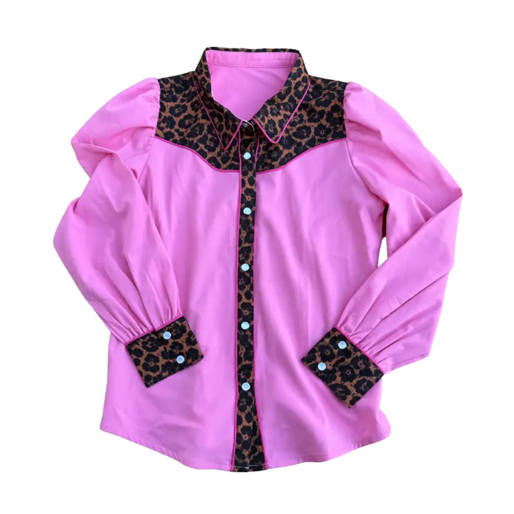 Twisted Filly Apparel Cheetah Yoke  Youth Ls Pearl Snap