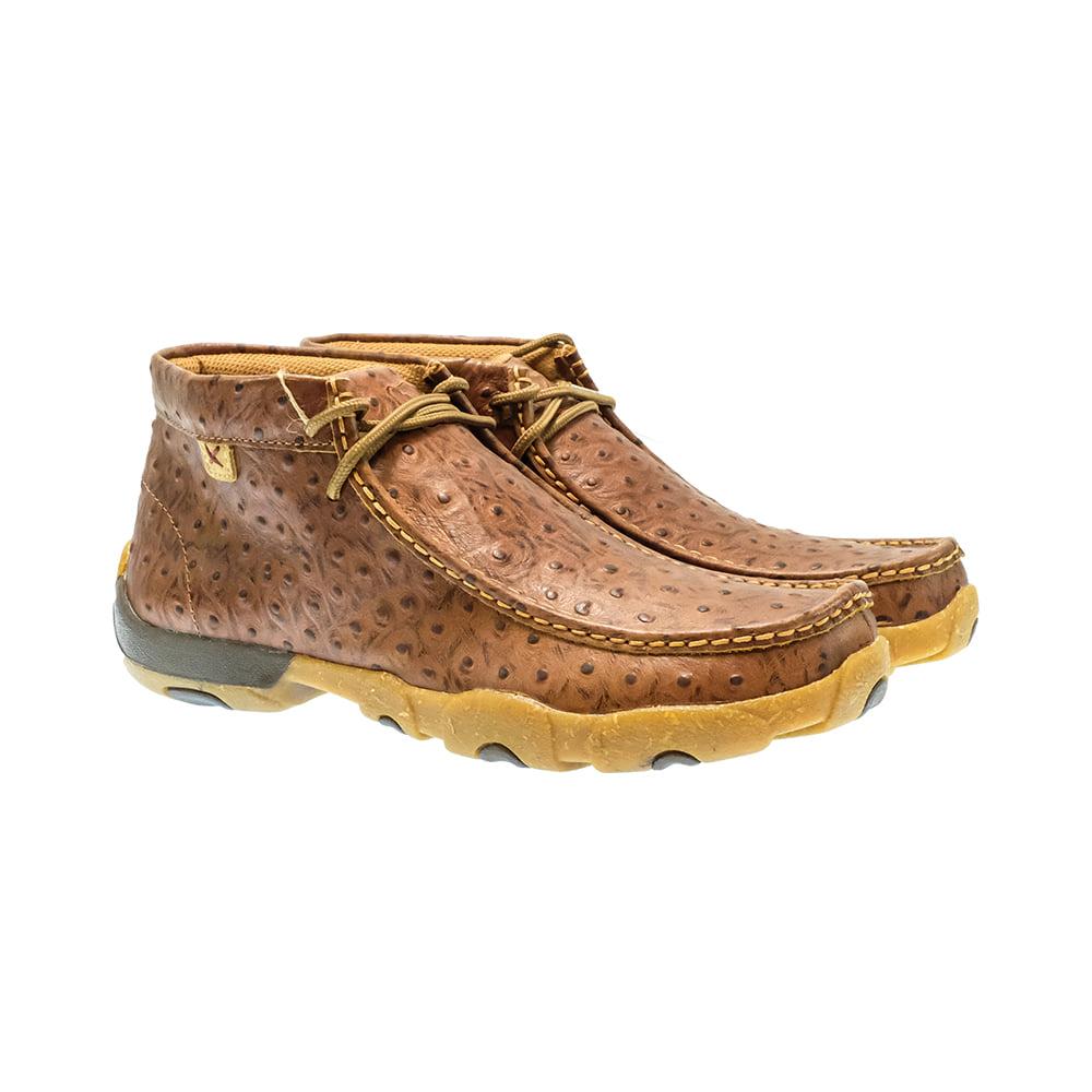 Twisted X Boots Footwear Twisted X Men's Cognac Ostrich Chukka Driving Moc Shoe