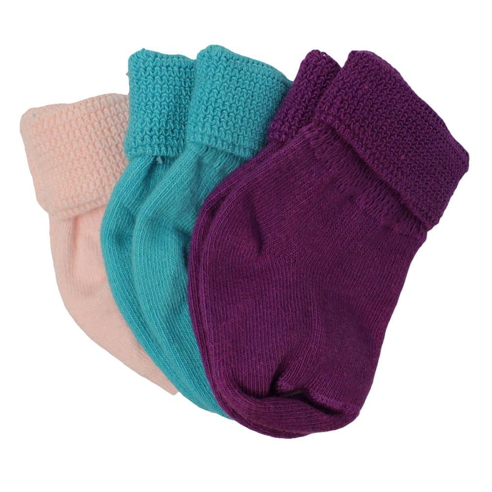 Twister Apparel Twister Cotton Socks in Pink Turquoise and Purple 3PK