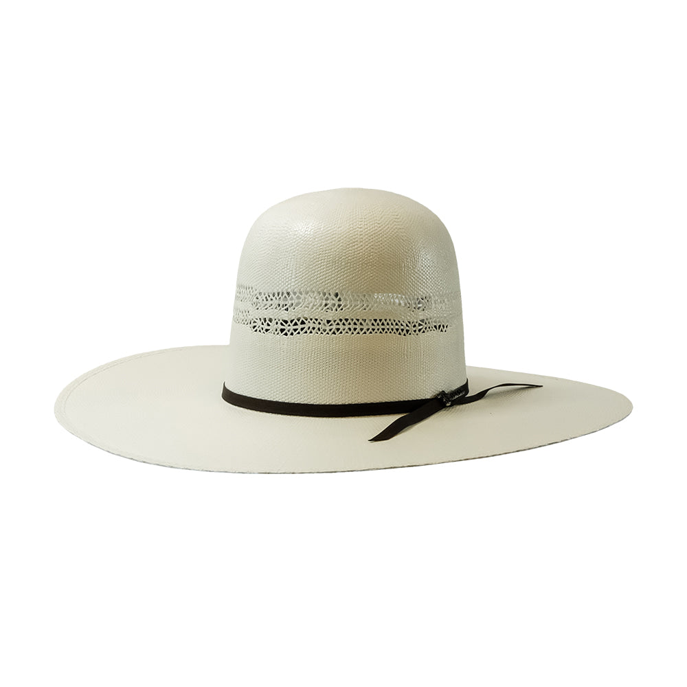 Twister Hats Twister 2 Cord Chocolate Band 5" Brim Open Crown With Tan Leather Sweatband Straw Hat