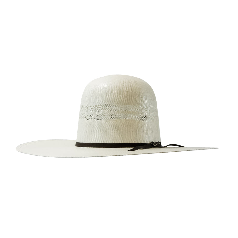 Twister Hats Twister 2 Cord Chocolate Band 5" Brim Open Crown With Tan Leather Sweatband Straw Hat