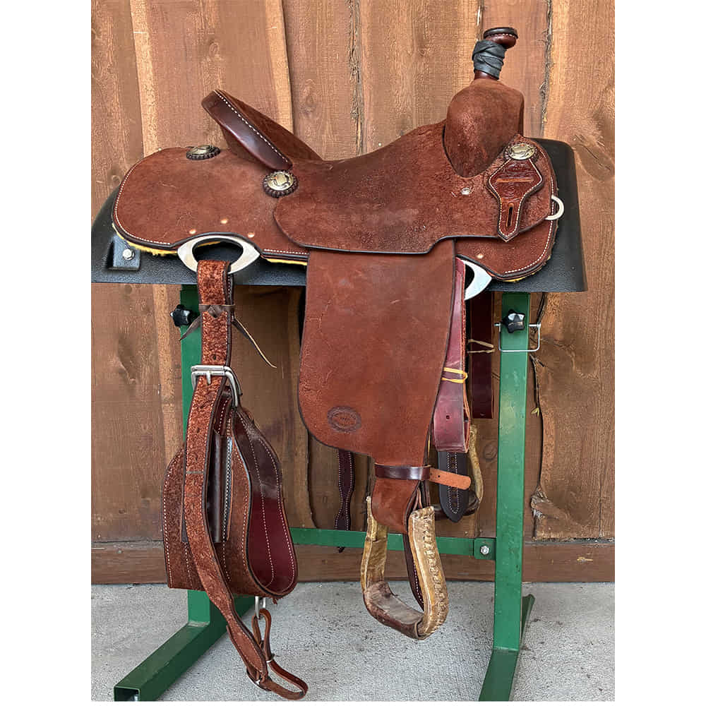 Used Saddles Saddles 14.5" South Texas Tack 14.5" Chocolate Full Rough Out Single Skirt Used Team Roping Saddle