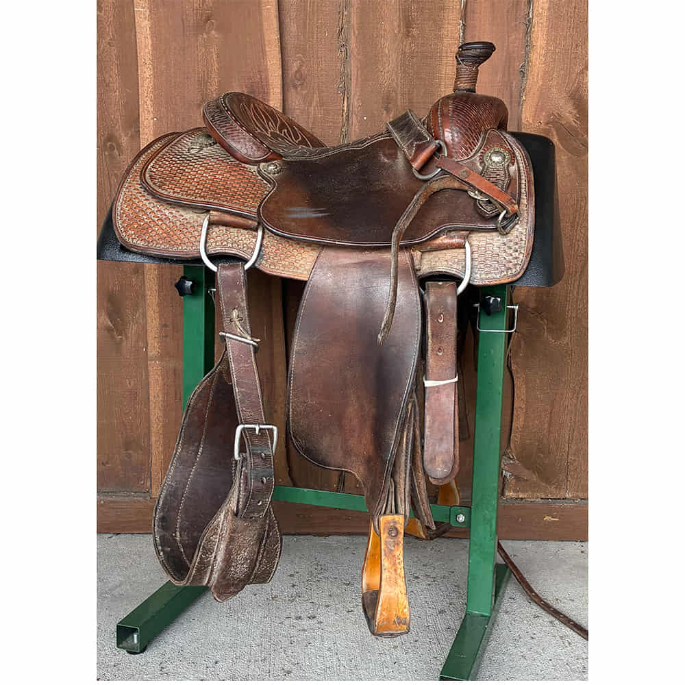 Used Saddles Saddles 14.5" Tod Slone 14.5" Half Basketweave Half Slick Out Used Team Roping Saddle