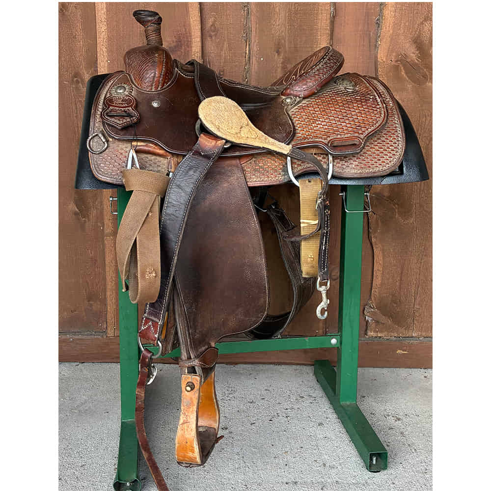 Used Saddles Saddles 14.5" Tod Slone 14.5" Half Basketweave Half Slick Out Used Team Roping Saddle