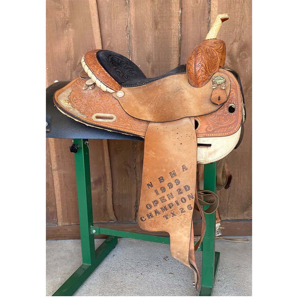 Used Saddles Saddles 14" Martha Josey 14" Half Tooled Half Rough Out Used Trophy Barrel Saddle