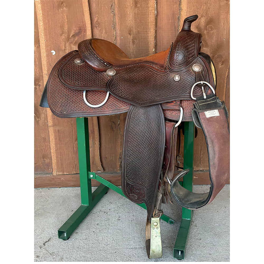 Used Saddles Saddles 15.5" Bruce Cheaney Full Basket Weave 15.5" Used Reining Saddle
