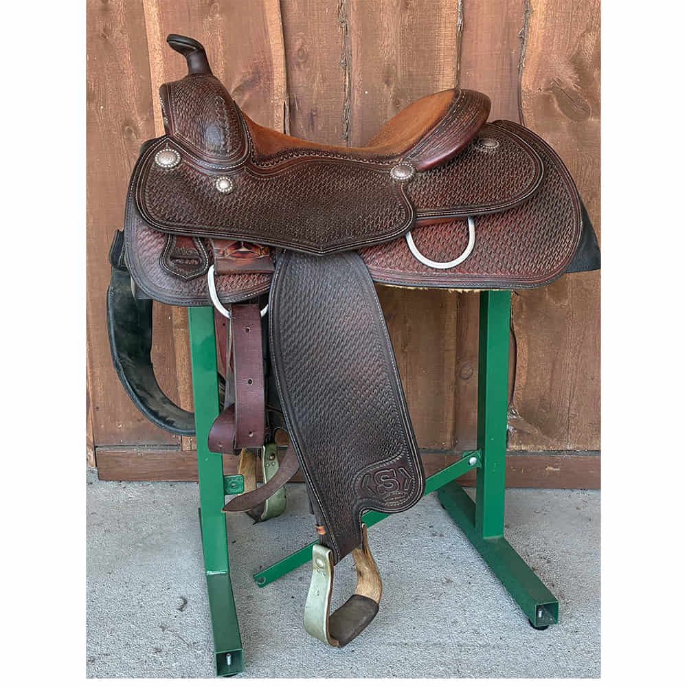 Used Saddles Saddles 15.5" Bruce Cheaney Full Basket Weave 15.5" Used Reining Saddle