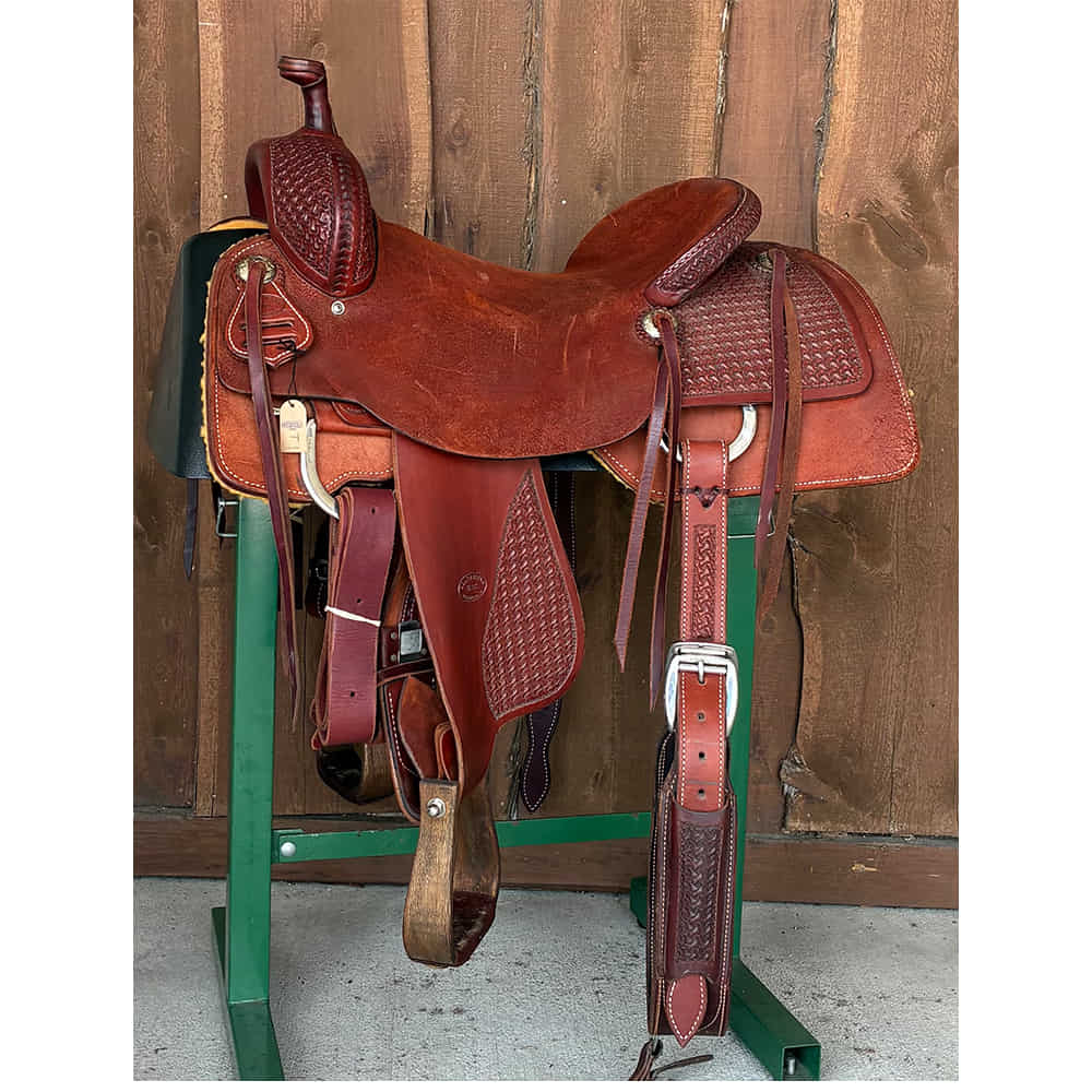 Used Saddles Saddles 16.5" STT 16.5" Half Windmill Tooled Used Ranch Cutting Saddle