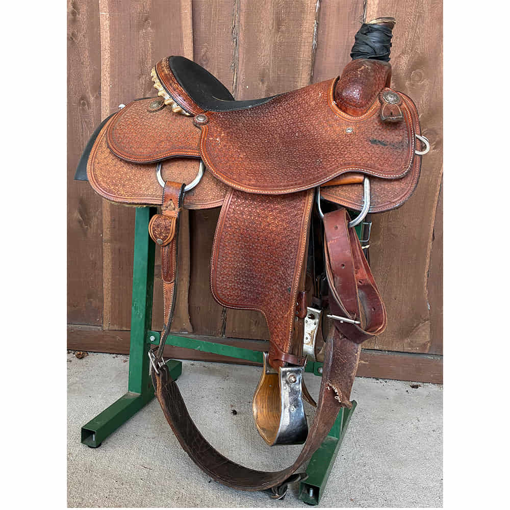 Used Saddles Saddles Cactus 16" Snowflake Tooled Used Team Roping Saddle