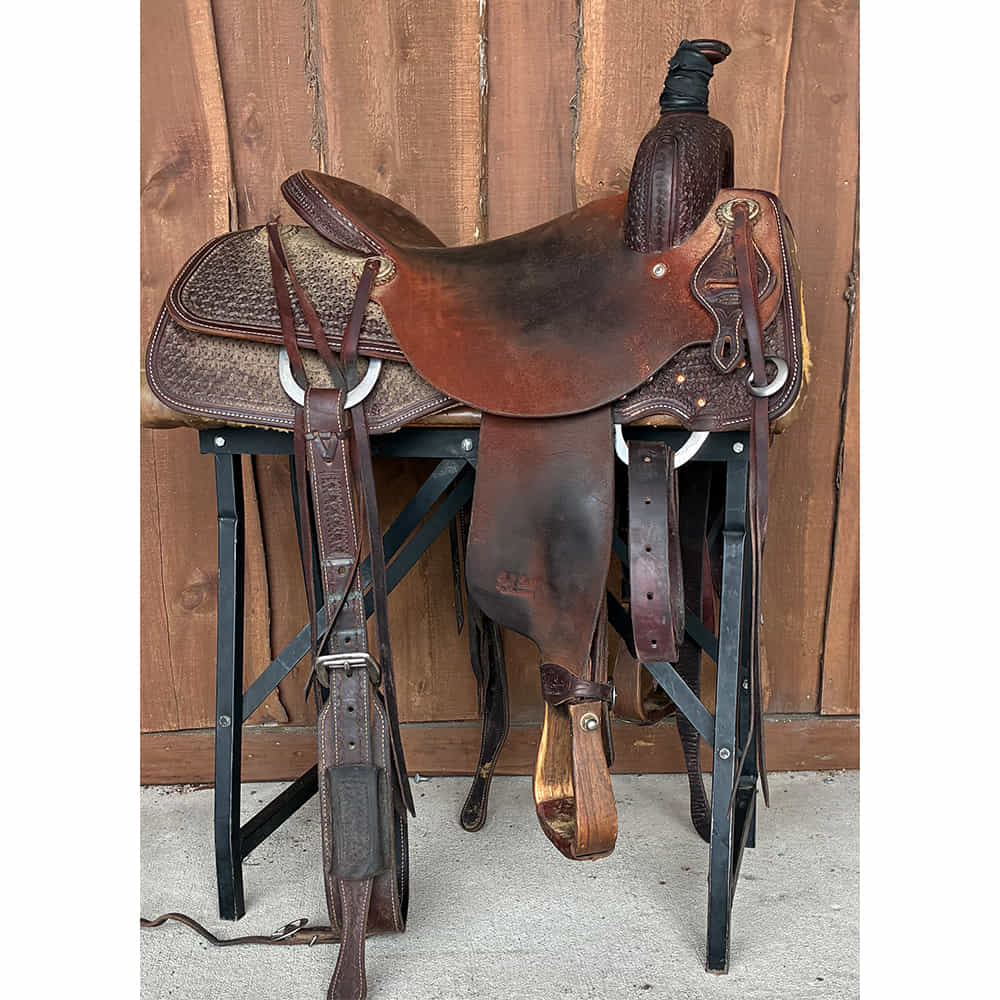 Used Saddles Saddles Jeff Smith 16" Half Snowflake Tool Half Rough Out Used Ranch Cutting Saddle
