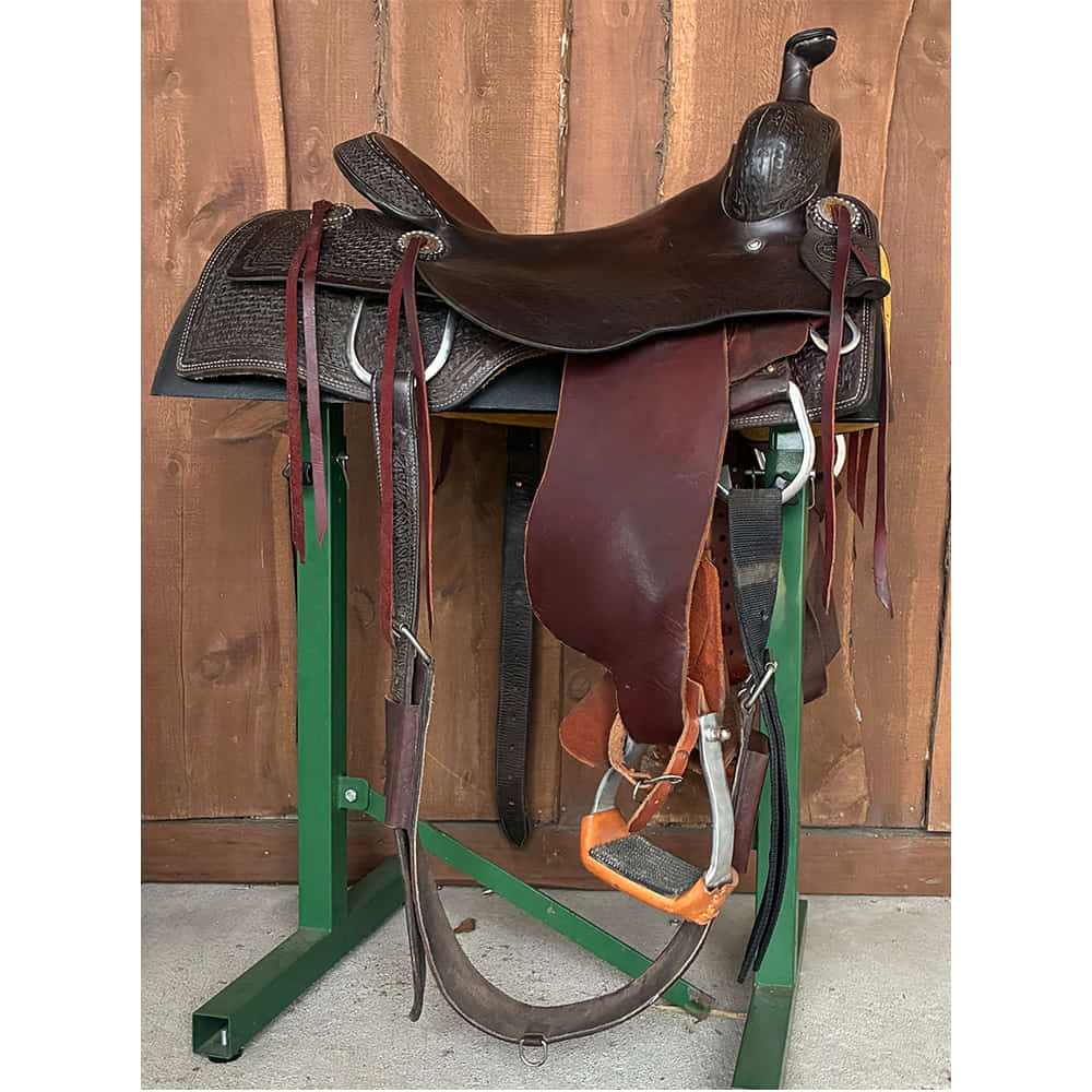 Used Saddles Saddles Teskey 16" Half Slick Out Half Windmill Tool Used Ranch Cutting Saddle