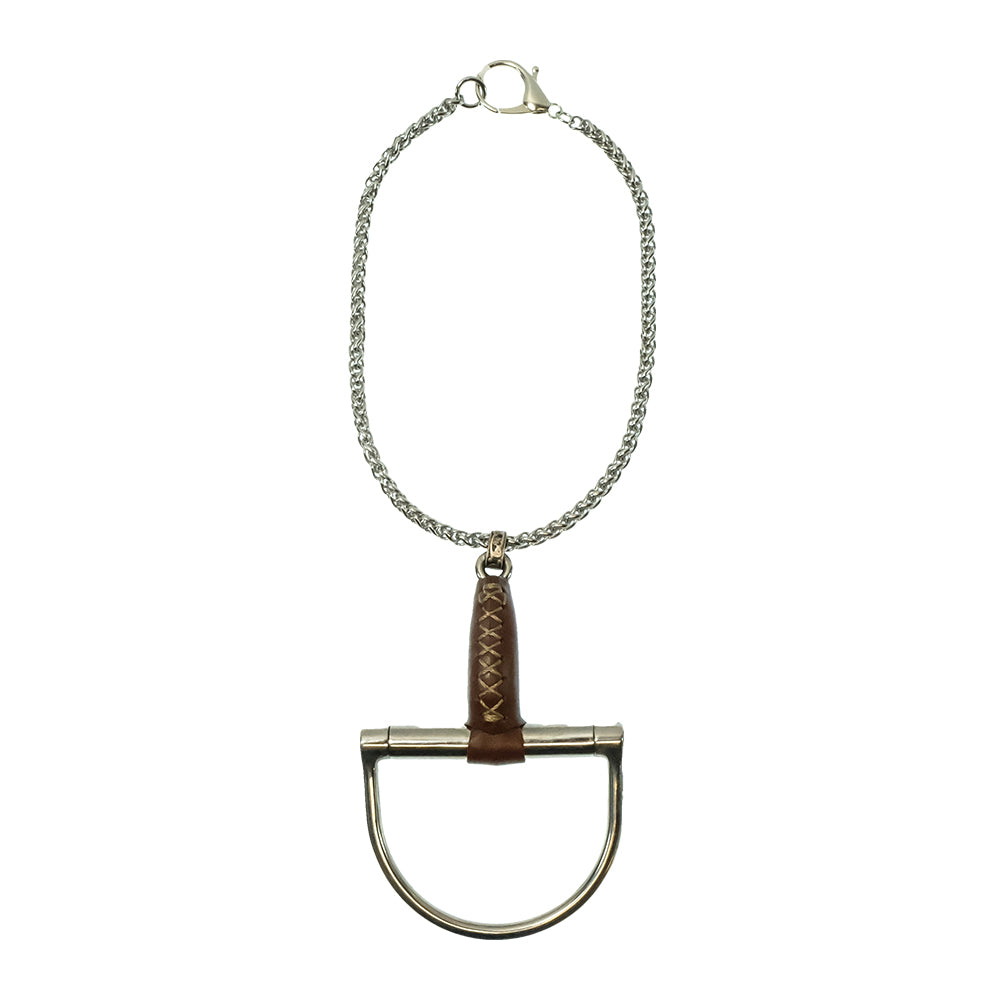 V2 Designs Jewelry V2 Designs Silver And Leather Hunter D Ring Snaffle Necklace