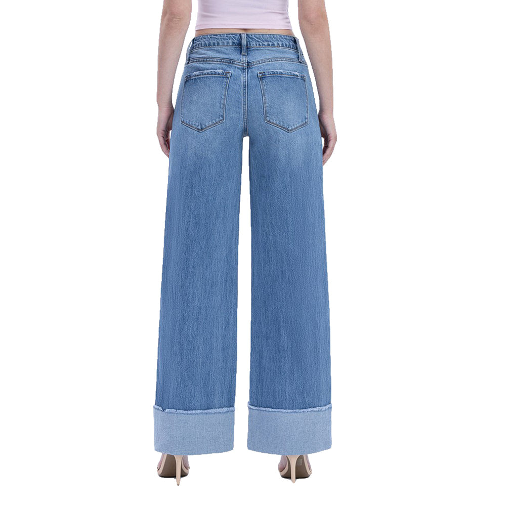 Vervet Apparel High Rise Cuffed Wide Leg Jean