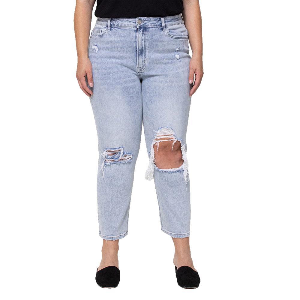 Vervet Apparel Vervet Millman Ripped Stretch Mom Plus Size Ladies Jean