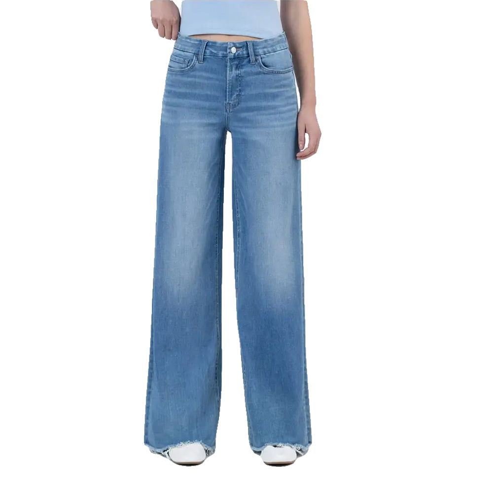 Vervet Apparel Vervet Toll-Free Women's Frayed Hem High Rise Wide Leg Jeans