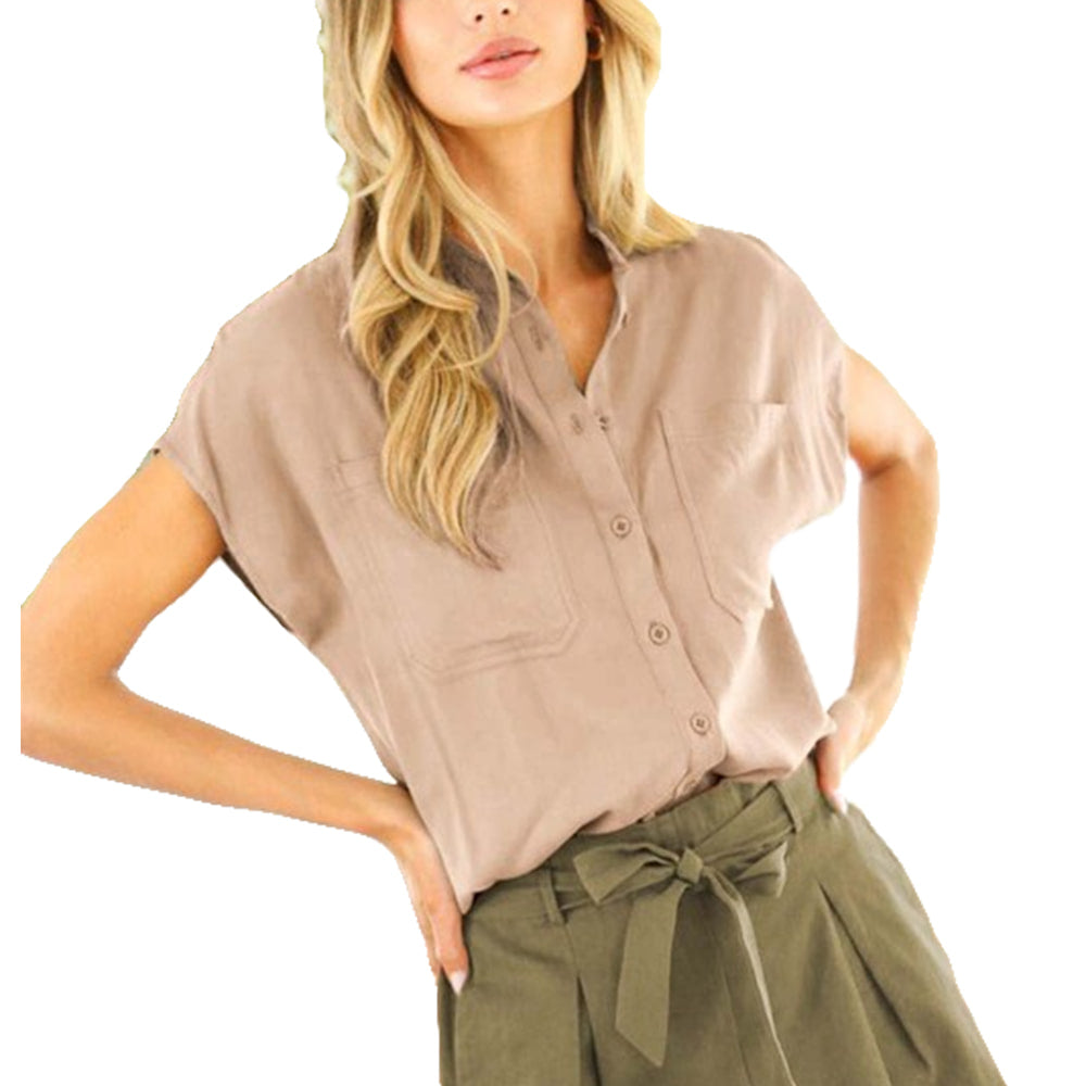 Vine and Love Apparel Henley Button Front Chest Pocket Shirt Top