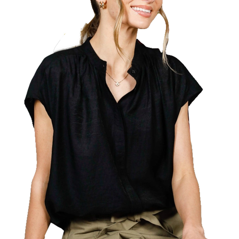 Vine and Love Apparel Henley Neckline Button Down Short Sleeve