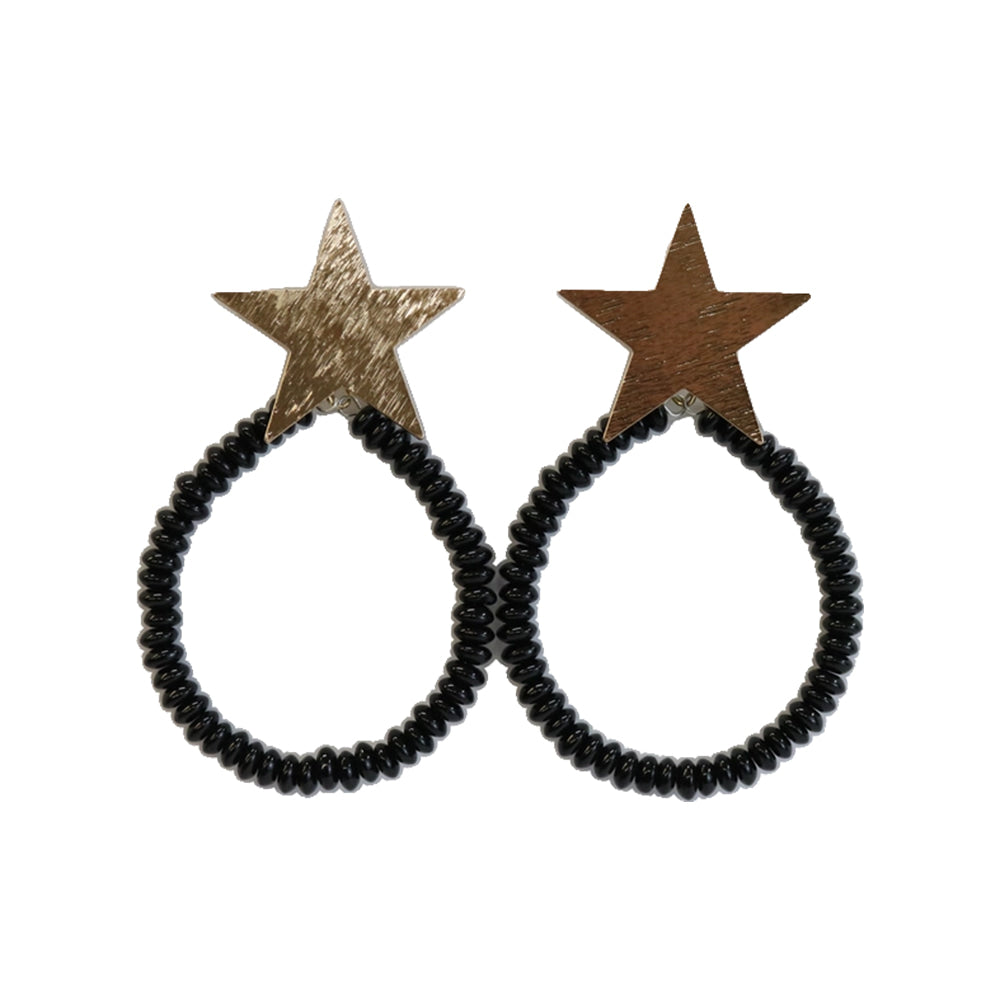 West and Co Jewelry Black West and Co  Black Beaded Teardrop And Gold Star Post Earrings