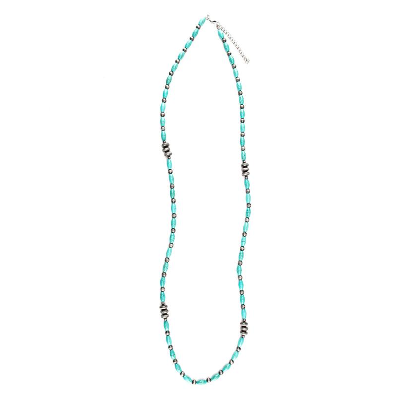 West and Co Jewelry Turquoise/Silver / 36 Inch West and Co Faux Turquoise and Faux Navajo Pearl Necklace