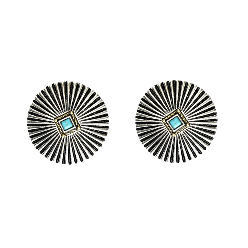 West and Co Jewelry Turquoise West and Co Faux Turquoise Accent Silver Burst Earrings