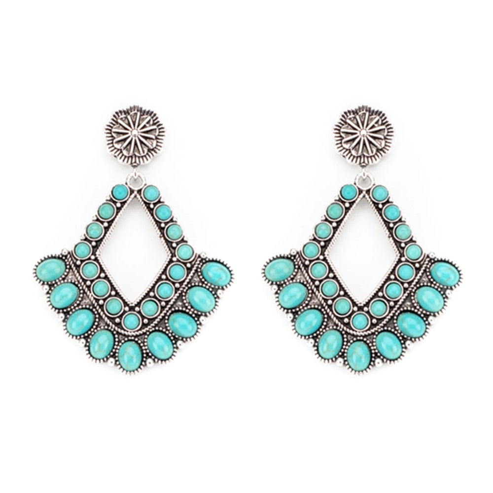 West and Co Jewelry Turquoise West and Co Statement Faux Turquoise Diamond Shaped Post Earrings