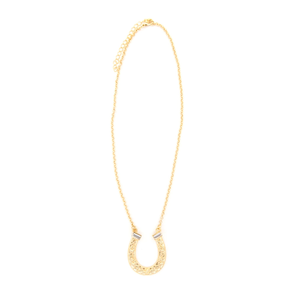 West and Co Jewelry West and Co 18 18K Gold Plated Horse Shoe Necklace with Rhinestone