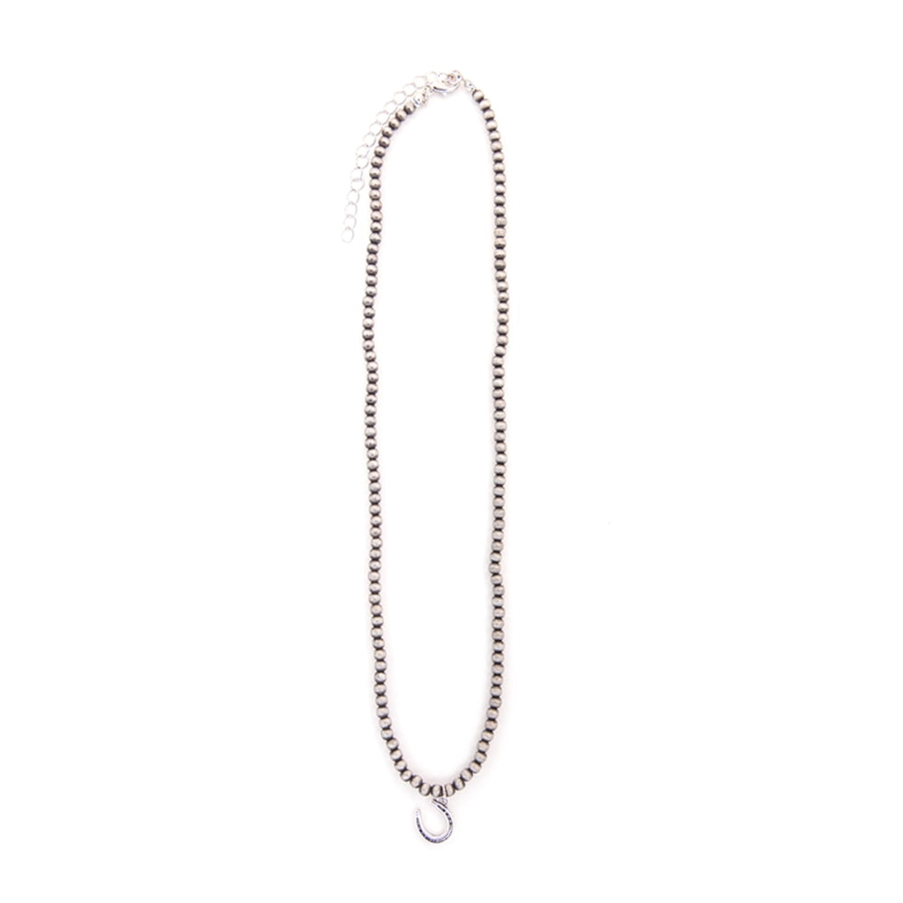 West and Co Jewelry West and Co 18 Faux Navajo Pearl Necklace with Silver Horseshoe Charm