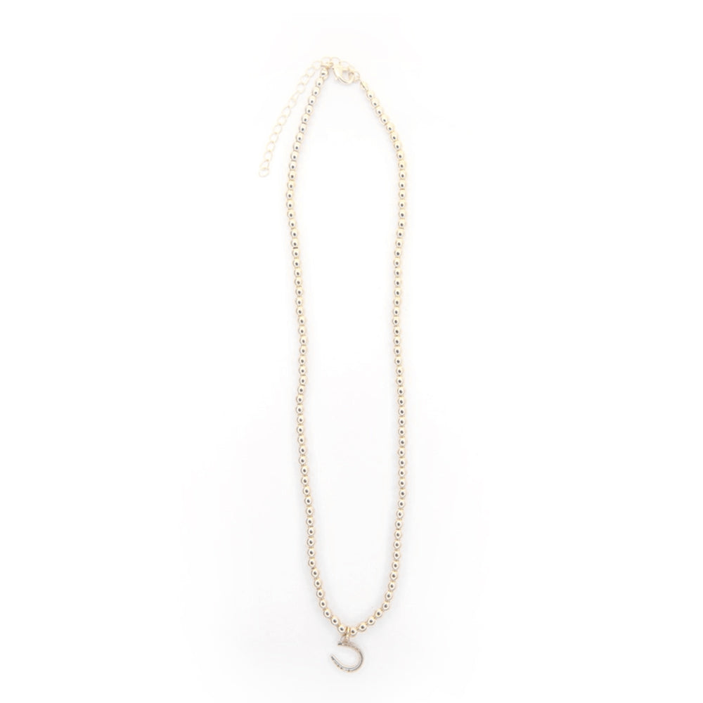 West and Co Jewelry West and Co 18K Gold Plated Beaded Necklace with Horseshoe Charm