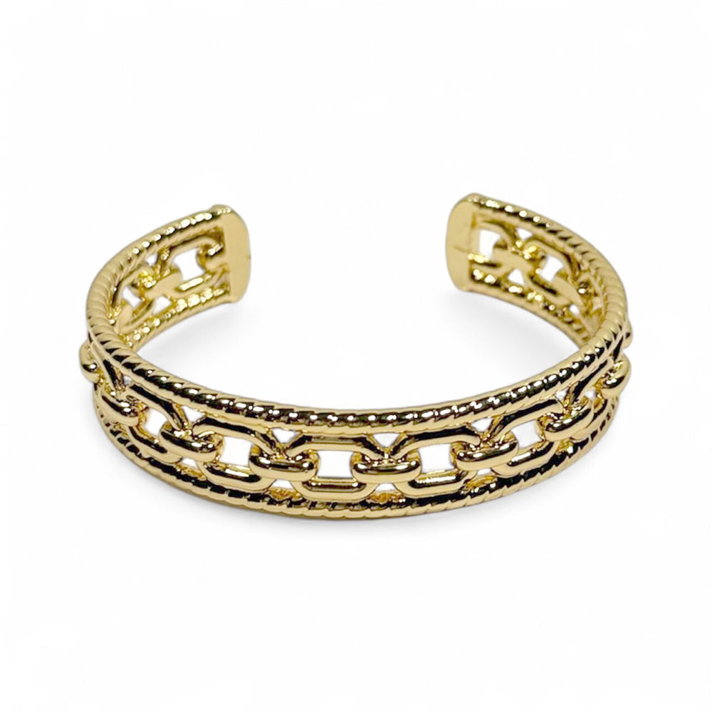 West and Co Jewelry West and Co 18K Gold Plated Rope and Chain Cuff Bracelet