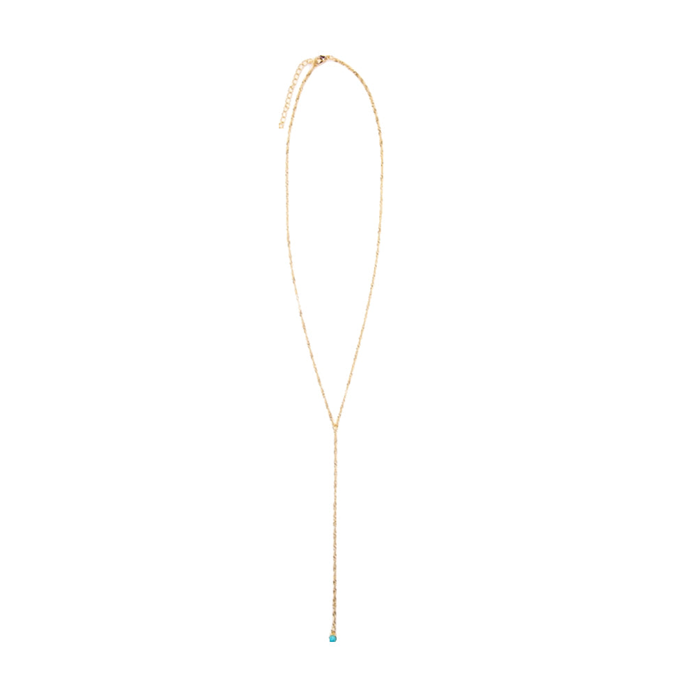 West and Co Jewelry West and Co 18K Gold Plated Y Chain Necklace with Small Turquoise Tail Stone