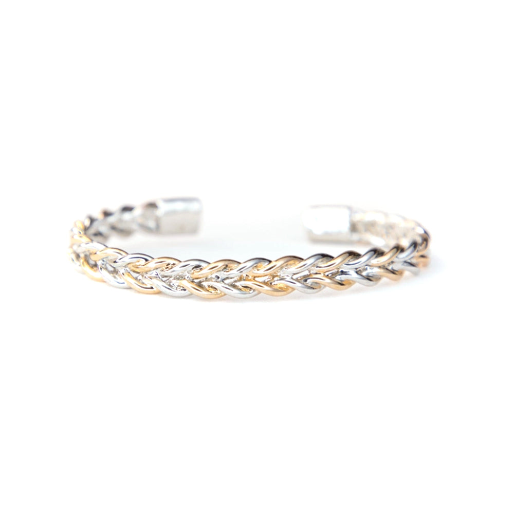 West and Co Jewelry West and Co 18K White and Gold Plated Braided Rope Cuff