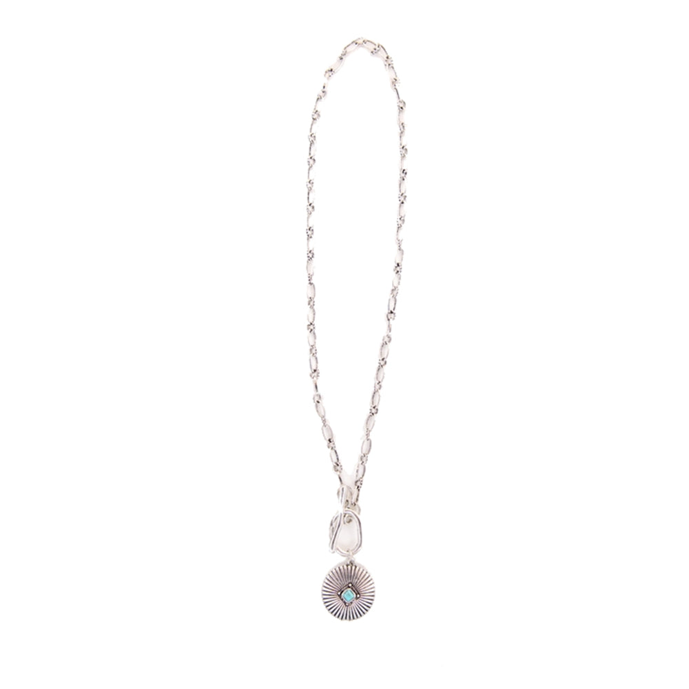 West and Co Jewelry West and Co 18K White Gold Necklace w/ Concho Pendant with Toggle Closure