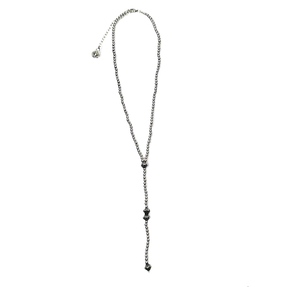 West and Co Jewelry West and Co 18K White Gold Plated Beaded 18" Y Necklace with 5 Tail