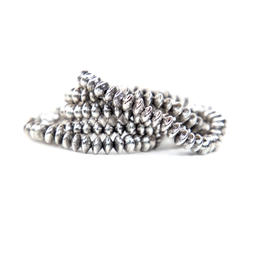West and Co Jewelry West and Co 18K White Gold Plated Burnished 5 Disc Bead Wimberly Stretch Bracelet