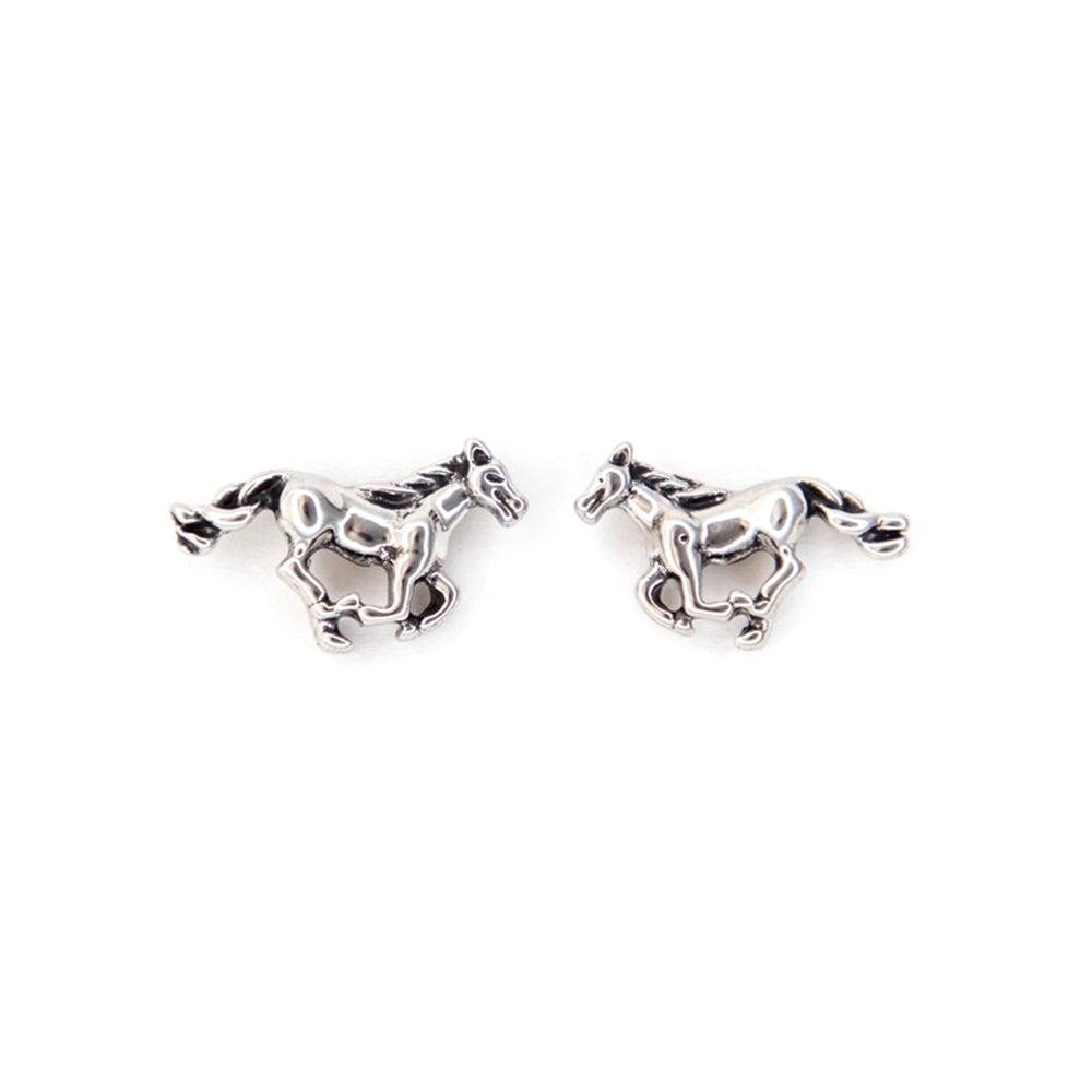 West and Co Jewelry West and Co 18K White Gold Plated Running Horse Burnished Earring