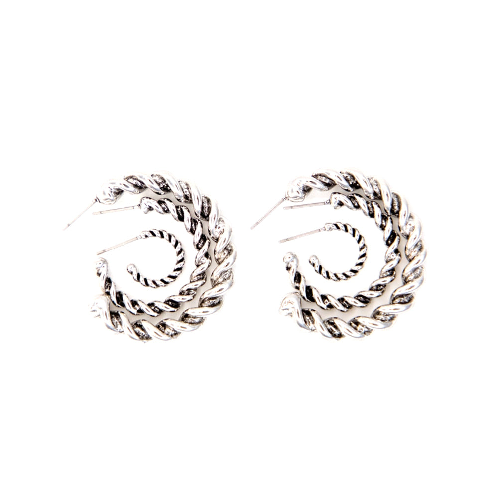 West and Co Jewelry West and Co 18K White Gold Plated Twisted Lufkin Hoops