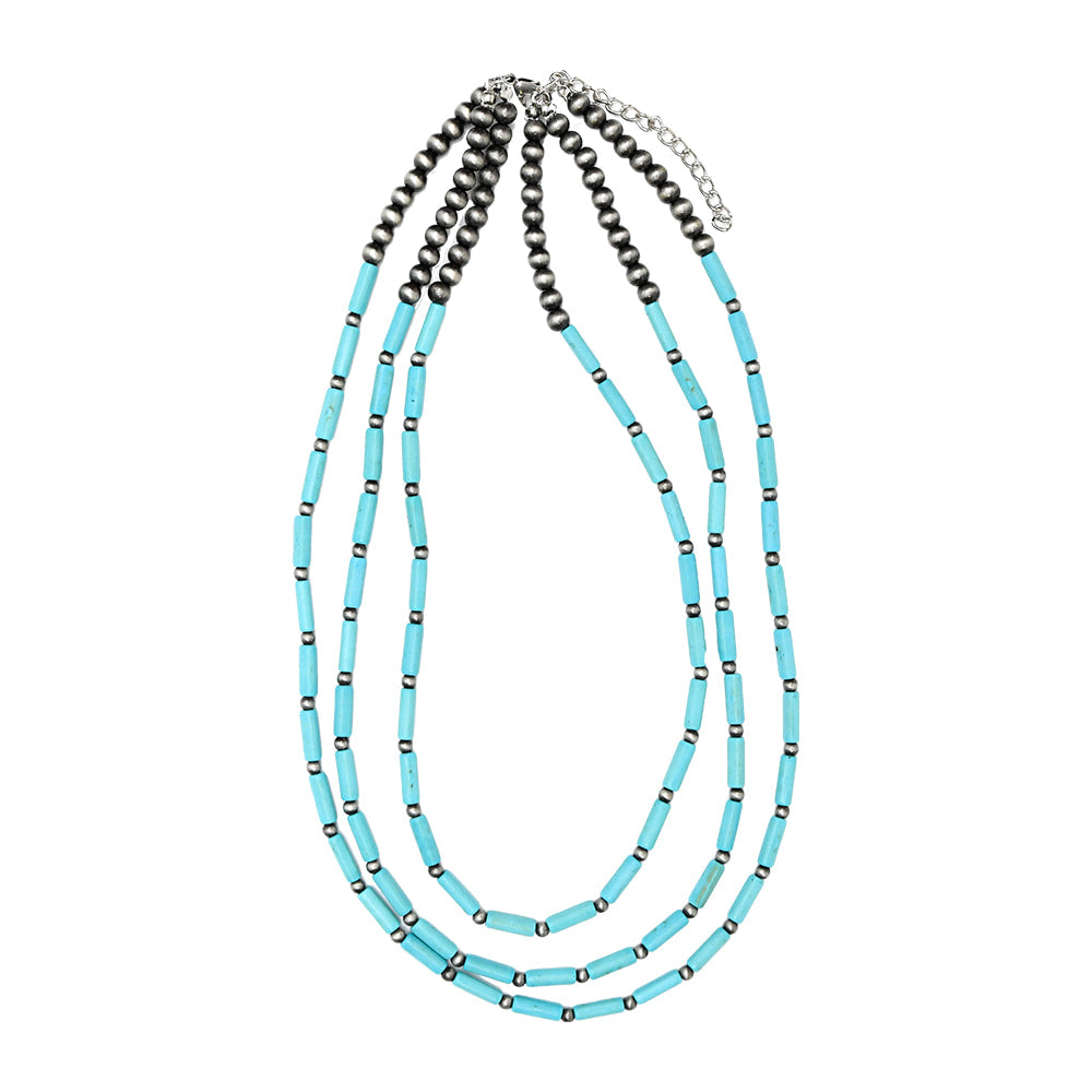West and Co Jewelry West and Co. 3 Strand Turquoise Tube Bead and Faux Navajo Pearl Necklace