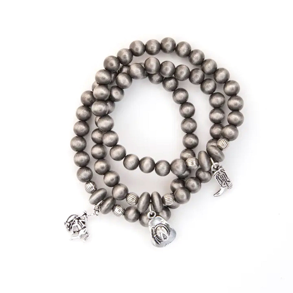 West and Co Jewelry West and Co 3pc Bracelet Set with Cowboy Hat, Boot  Bucking Horse Charms